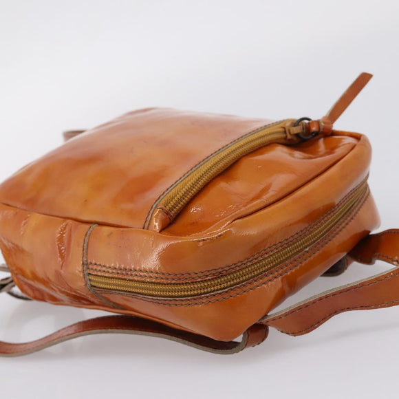 Miu Miu Backpack Patent Leather Brown Silver Auth 206864