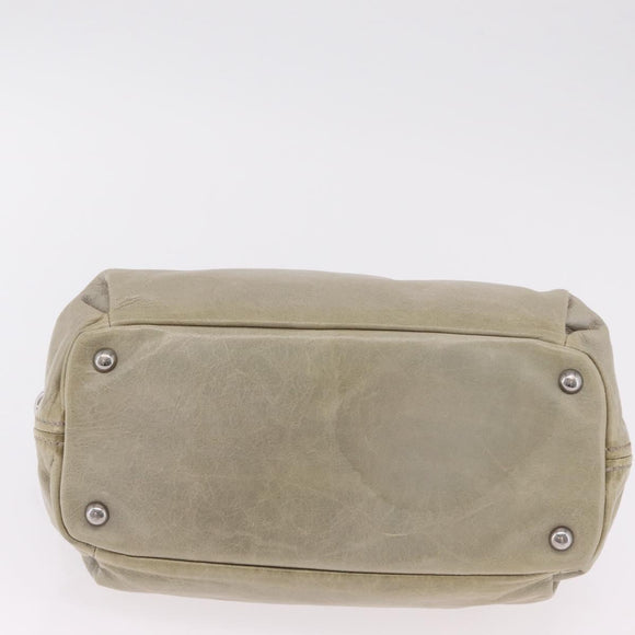 Miu Miu Hand Bag Leather Gray Silver Auth 206866A