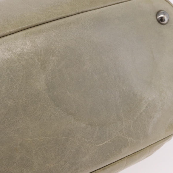Miu Miu Hand Bag Leather Gray Silver Auth 206866A