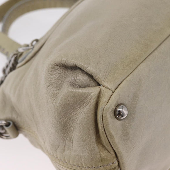 Miu Miu Hand Bag Leather Gray Silver Auth 206866A
