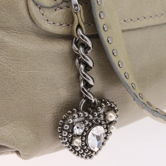 Miu Miu Hand Bag Leather Gray Silver Auth 206866A