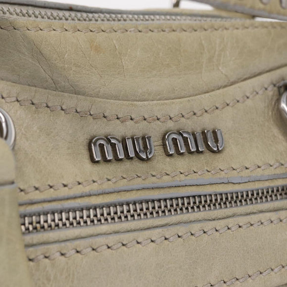 Miu Miu Hand Bag Leather Gray Silver Auth 206866A