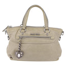 Miu Miu Hand Bag Leather Gray Silver Auth 206866A-13