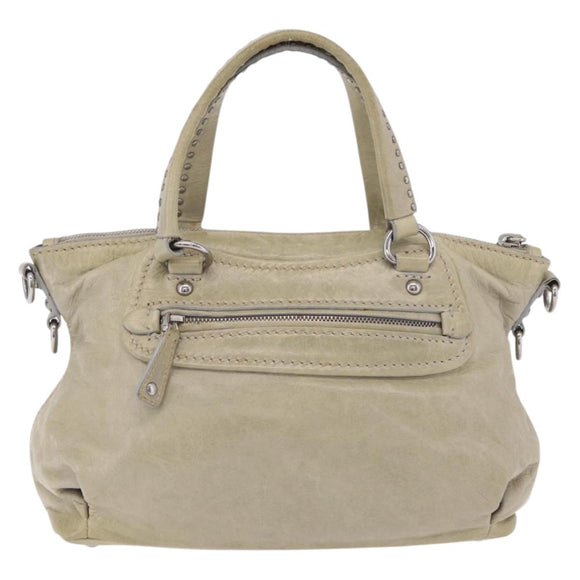 Miu Miu Hand Bag Leather Gray Silver Auth 206866A