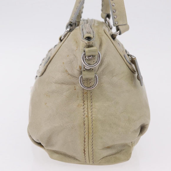 Miu Miu Hand Bag Leather Gray Silver Auth 206866A