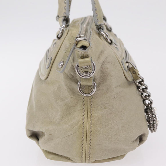 Miu Miu Hand Bag Leather Gray Silver Auth 206866A