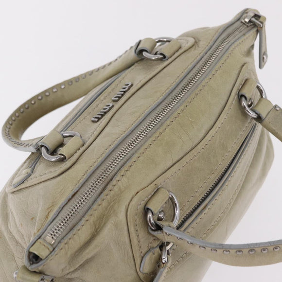 Miu Miu Hand Bag Leather Gray Silver Auth 206866A