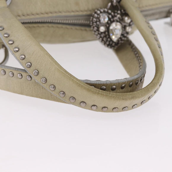 Miu Miu Hand Bag Leather Gray Silver Auth 206866A