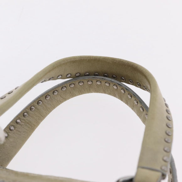 Miu Miu Hand Bag Leather Gray Silver Auth 206866A