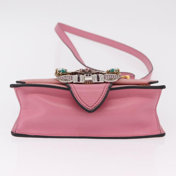 Miu Miu Shoulder Bag Leather Pink Gold Auth 206867A