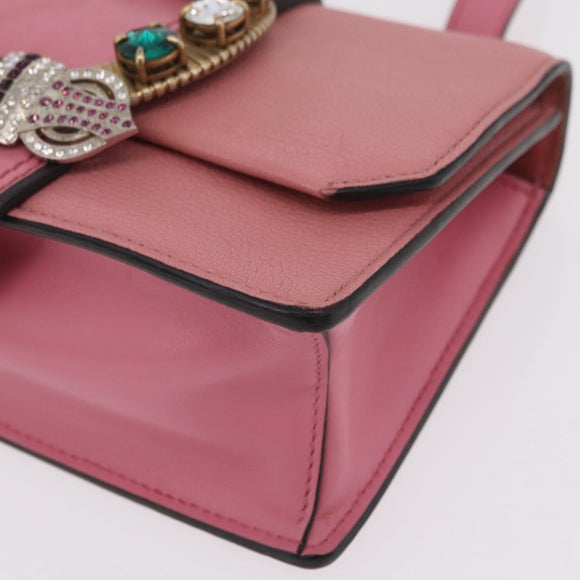 Miu Miu Shoulder Bag Leather Pink Gold Auth 206867A