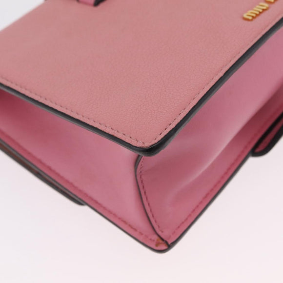 Miu Miu Shoulder Bag Leather Pink Gold Auth 206867A
