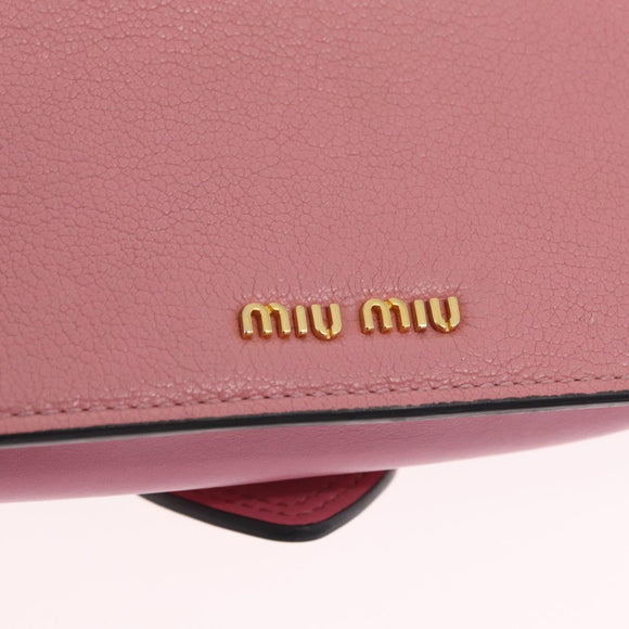 Miu Miu Shoulder Bag Leather Pink Gold Auth 206867A
