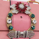 Miu Miu Shoulder Bag Leather Pink Gold Auth 206867A-21