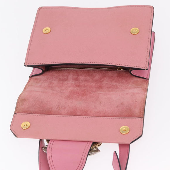Miu Miu Shoulder Bag Leather Pink Gold Auth 206867A