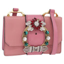 Miu Miu Shoulder Bag Leather Pink Gold Auth 206867A-1