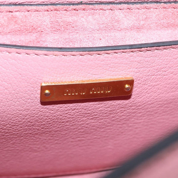 Miu Miu Shoulder Bag Leather Pink Gold Auth 206867A