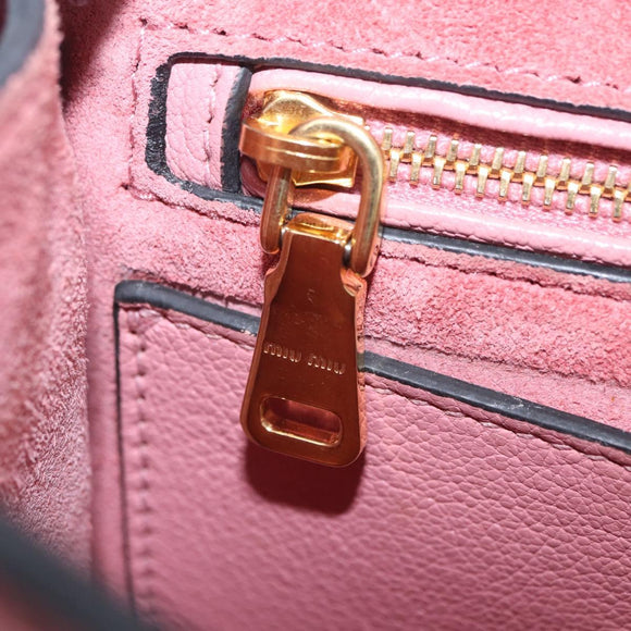Miu Miu Shoulder Bag Leather Pink Gold Auth 206867A