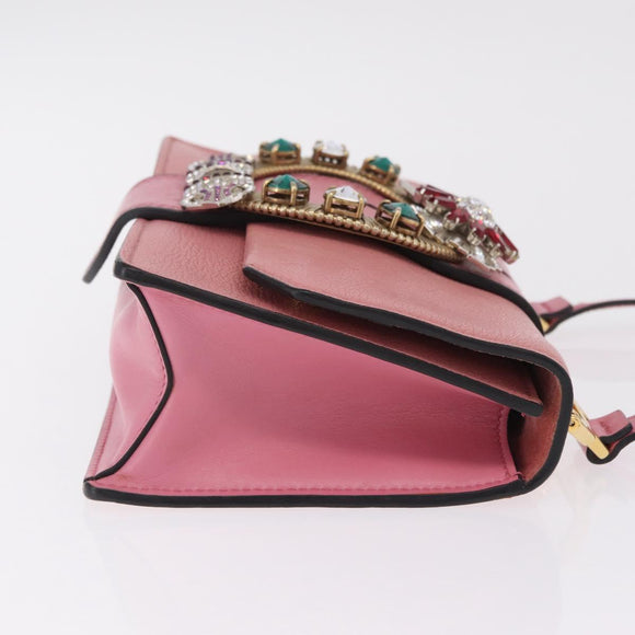 Miu Miu Shoulder Bag Leather Pink Gold Auth 206867A