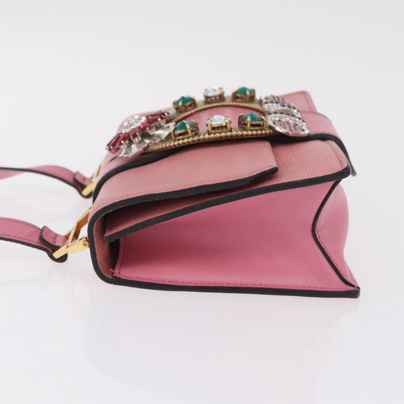 Miu Miu Shoulder Bag Leather Pink Gold Auth 206867A