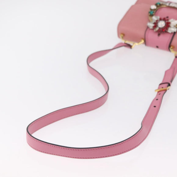 Miu Miu Shoulder Bag Leather Pink Gold Auth 206867A