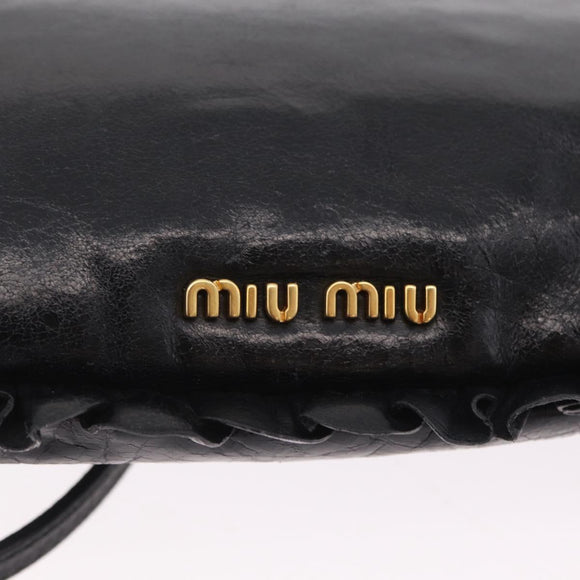 Miu Miu Shoulder Bag Vitellolux Black Gold Auth 206868V