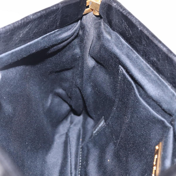 Miu Miu Shoulder Bag Vitellolux Black Gold Auth 206868V