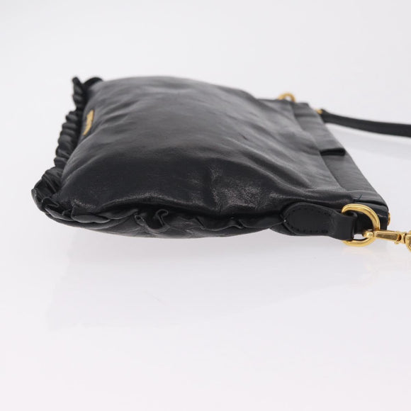 Miu Miu Shoulder Bag Vitellolux Black Gold Auth 206868V