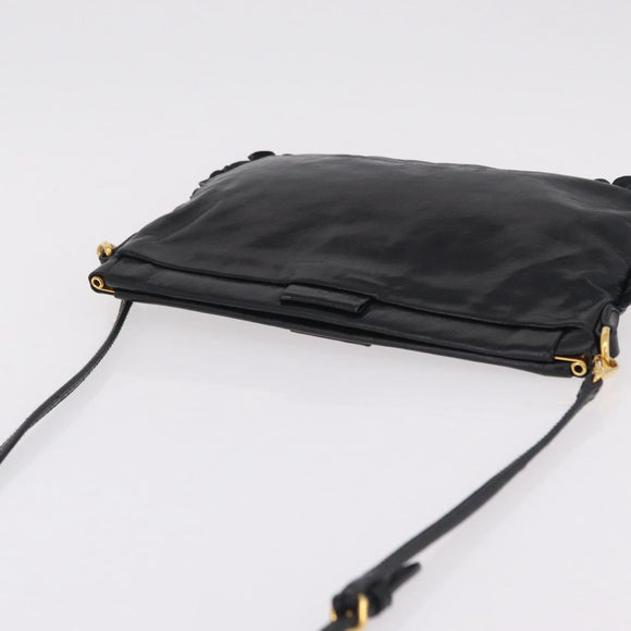 Miu Miu Shoulder Bag Vitellolux Black Gold Auth 206868V