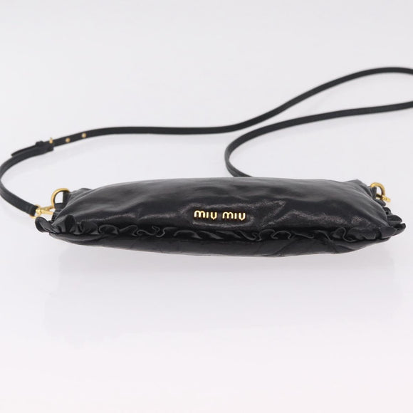 Miu Miu Shoulder Bag Vitellolux Black Gold Auth 206868V
