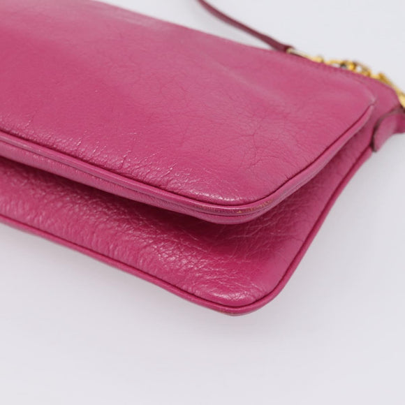Miu Miu Shoulder Bag Leather Pink Gold Auth 206869A