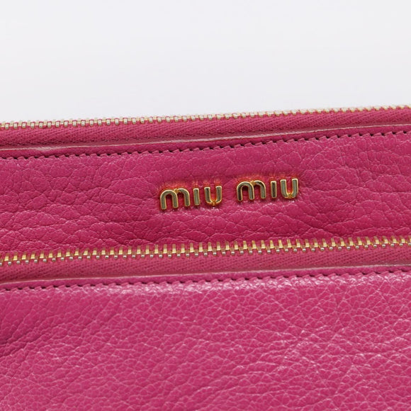 Miu Miu Shoulder Bag Leather Pink Gold Auth 206869A