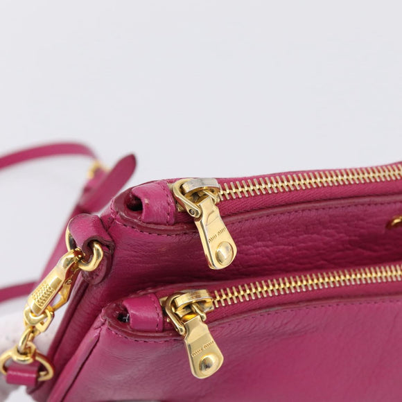 Miu Miu Shoulder Bag Leather Pink Gold Auth 206869A