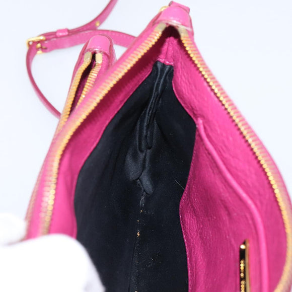 Miu Miu Shoulder Bag Leather Pink Gold Auth 206869A
