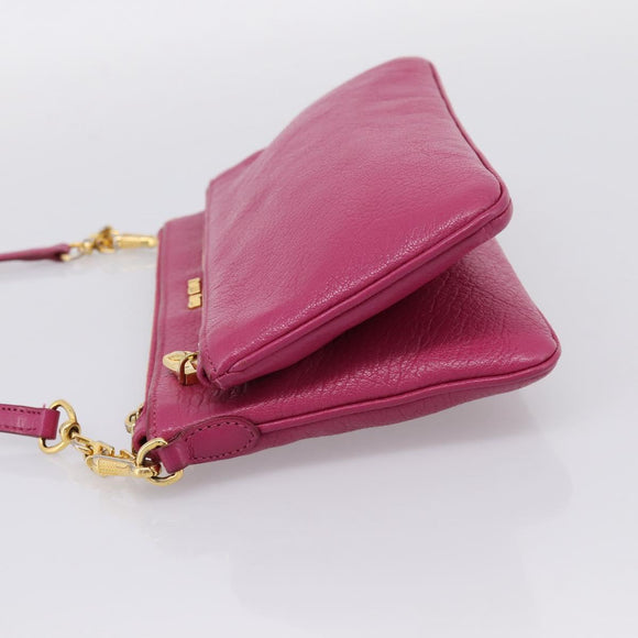 Miu Miu Shoulder Bag Leather Pink Gold Auth 206869A