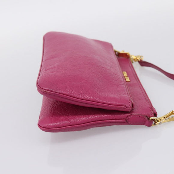 Miu Miu Shoulder Bag Leather Pink Gold Auth 206869A