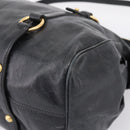 Miu Miu Hand Bag Vitellolux 2way Black Gold Auth 206870V-16