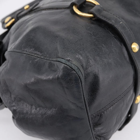 Miu Miu Hand Bag Vitellolux 2way Black Gold Auth 206870V