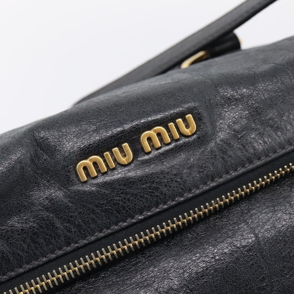 Miu Miu Hand Bag Vitellolux 2way Black Gold Auth 206870V