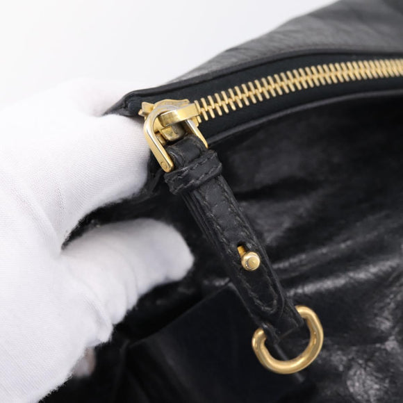 Miu Miu Hand Bag Vitellolux 2way Black Gold Auth 206870V