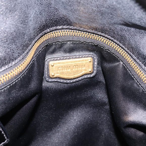 Miu Miu Hand Bag Vitellolux 2way Black Gold Auth 206870V