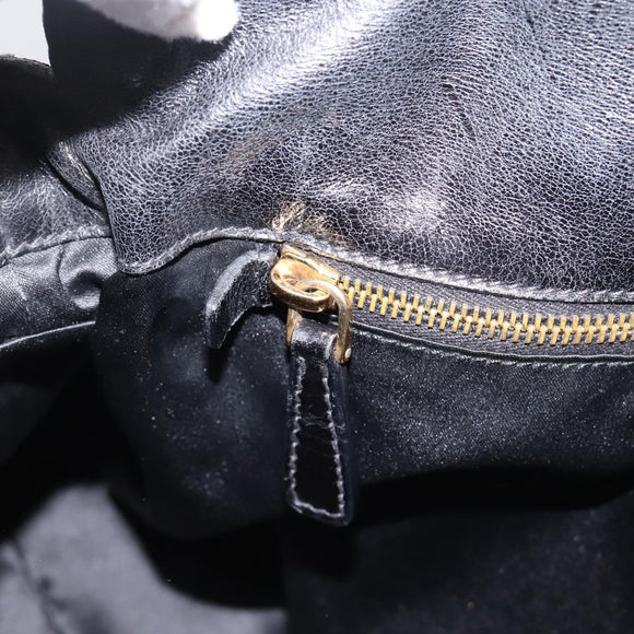 Miu Miu Hand Bag Vitellolux 2way Black Gold Auth 206870V