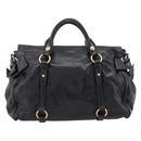 Miu Miu Hand Bag Vitellolux 2way Black Gold Auth 206870V-2