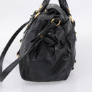 Miu Miu Hand Bag Vitellolux 2way Black Gold Auth 206870V-4