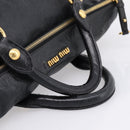 Miu Miu Hand Bag Vitellolux 2way Black Gold Auth 206870V-8