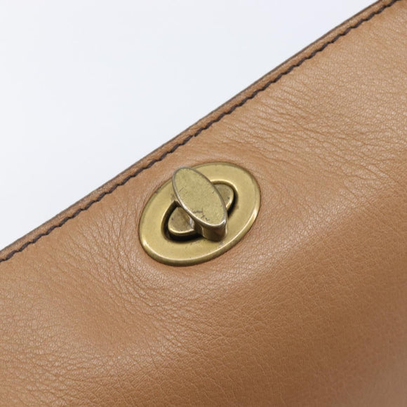 Miu Miu Hand Bag Leather Brown Gold Auth 206871A