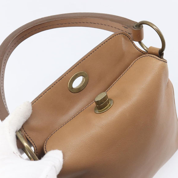 Miu Miu Hand Bag Leather Brown Gold Auth 206871A
