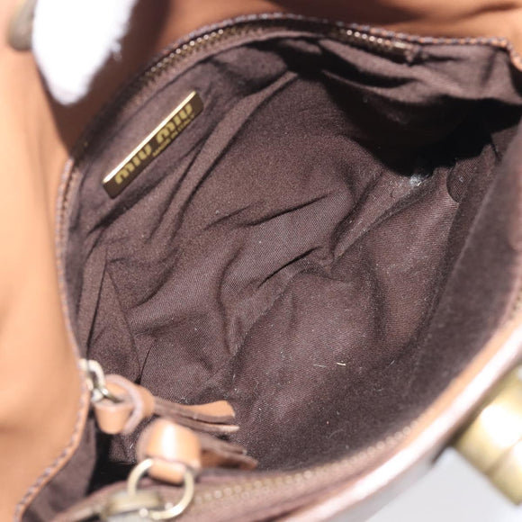 Miu Miu Hand Bag Leather Brown Gold Auth 206871A
