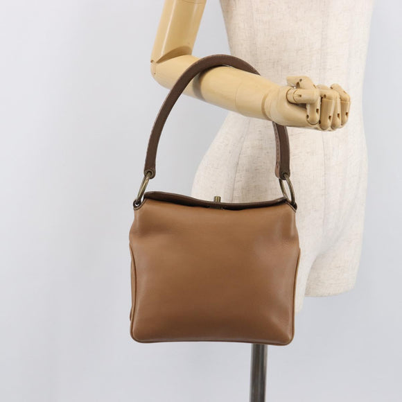 Miu Miu Hand Bag Leather Brown Gold Auth 206871A