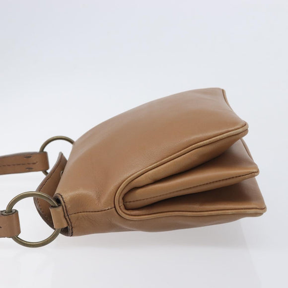 Miu Miu Hand Bag Leather Brown Gold Auth 206871A